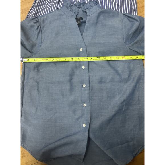 Ann Taylor Blouse Bundle -Striped Sleeveless & Blue Long Sleeve Preppy Chic XS - Picture 4 of 9